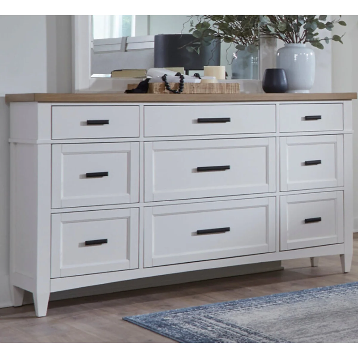 Americana Modern Bedroom 9 Drawer Dresser Dressers Cotton With Weathered Natural Top 4