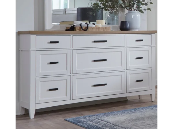 Americana Modern Bedroom 9 Drawer Dresser Dressers Cotton With Weathered Natural Top 4