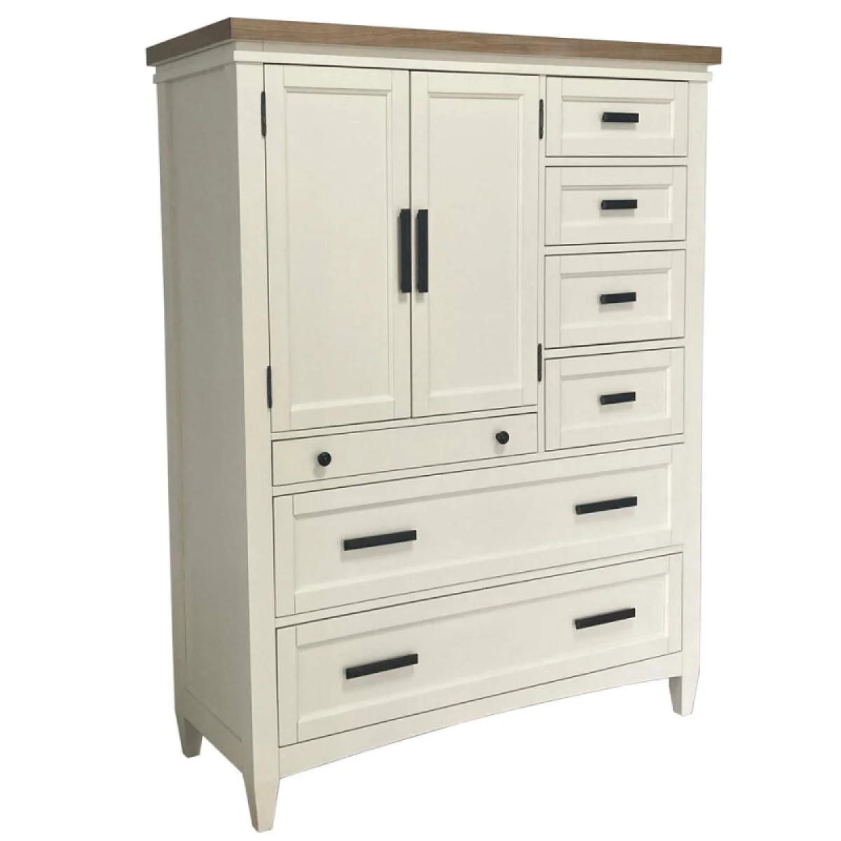 Americana Modern Bedroom 2 Door Chest With 7 Drawers And Work Station Office Storage Cotton With Weathered Natural Top 6