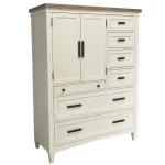 Americana Modern Bedroom 2 Door Chest With 7 Drawers And Work Station Office Storage Cotton With Weathered Natural Top 22