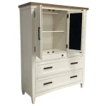 Americana Modern Bedroom 2 Door Chest With 7 Drawers And Work Station Office Storage Cotton With Weathered Natural Top 23