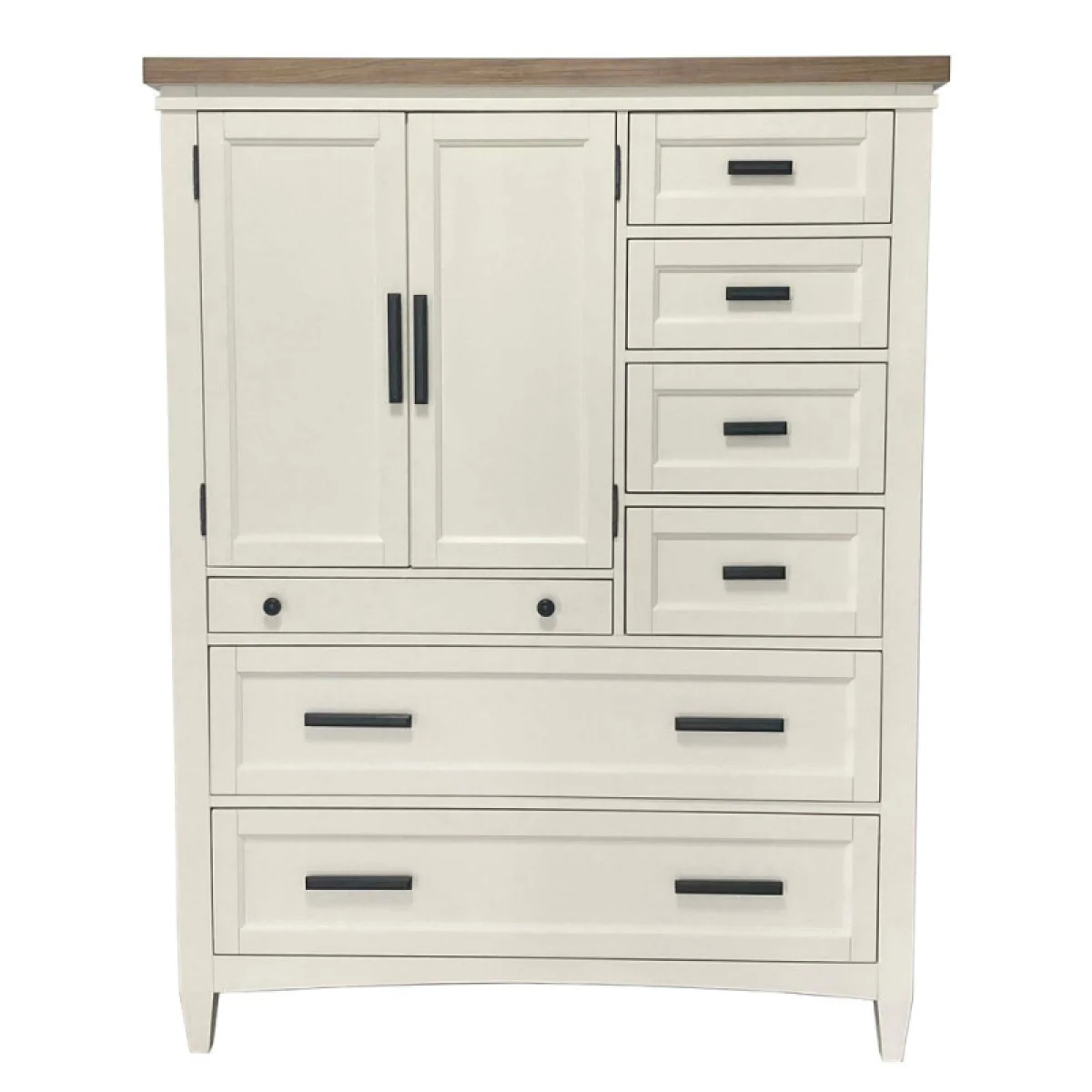 Americana Modern Bedroom 2 Door Chest With 7 Drawers And Work Station Office Storage Cotton With Weathered Natural Top 8