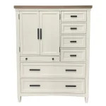 Americana Modern Bedroom 2 Door Chest With 7 Drawers And Work Station Office Storage Cotton With Weathered Natural Top 24