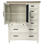 Americana Modern Bedroom 2 Door Chest With 7 Drawers And Work Station Office Storage Cotton With Weathered Natural Top 25