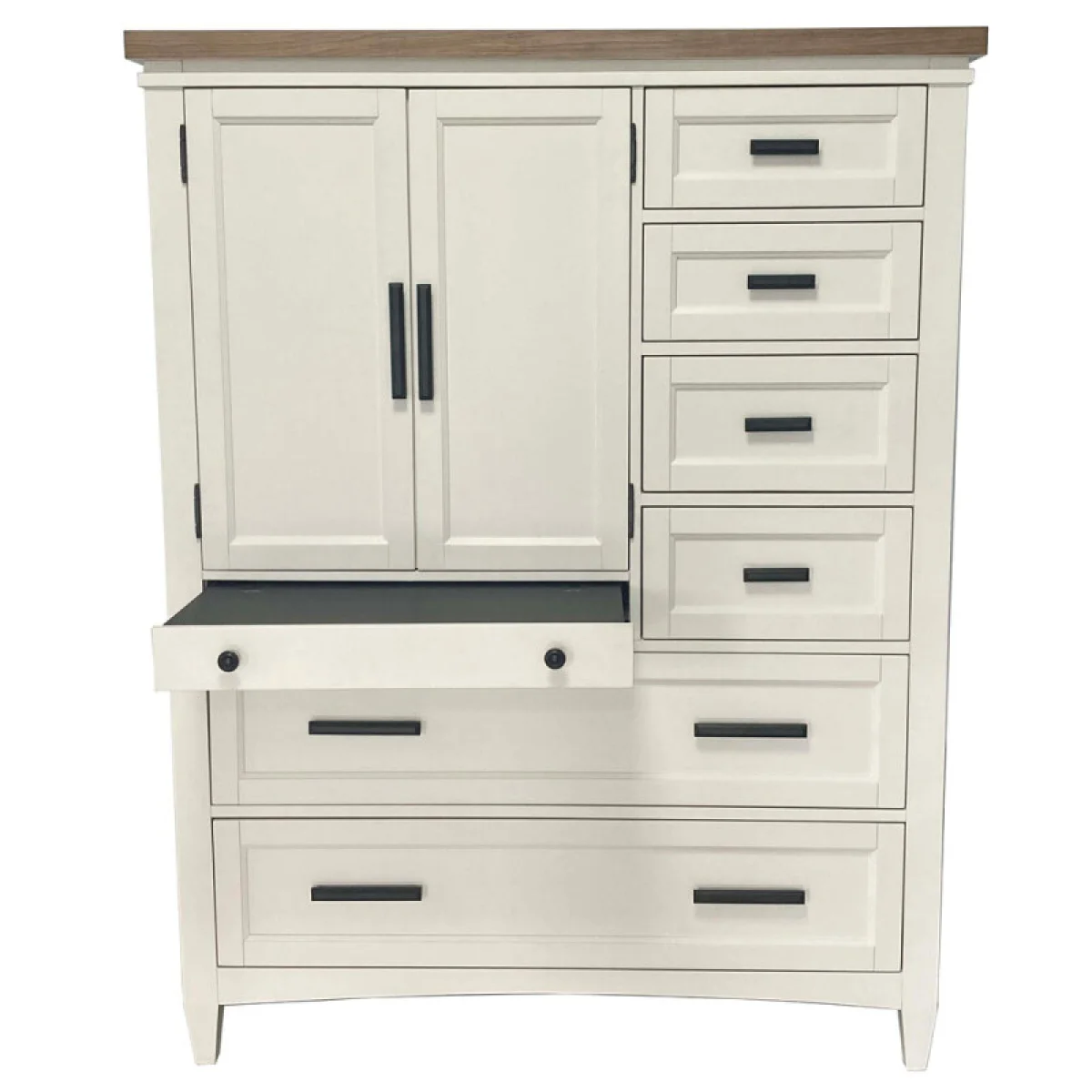 Americana Modern Bedroom 2 Door Chest With 7 Drawers And Work Station Office Storage Cotton With Weathered Natural Top 10