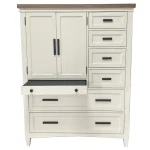 Americana Modern Bedroom 2 Door Chest With 7 Drawers And Work Station Office Storage Cotton With Weathered Natural Top 26