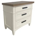 Americana Modern Bedroom 3 Drawer Nightstand With Charging Station Nightstands Cotton With Weathered Natural Top 15