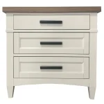 Americana Modern Bedroom 3 Drawer Nightstand With Charging Station Nightstands Cotton With Weathered Natural Top 16