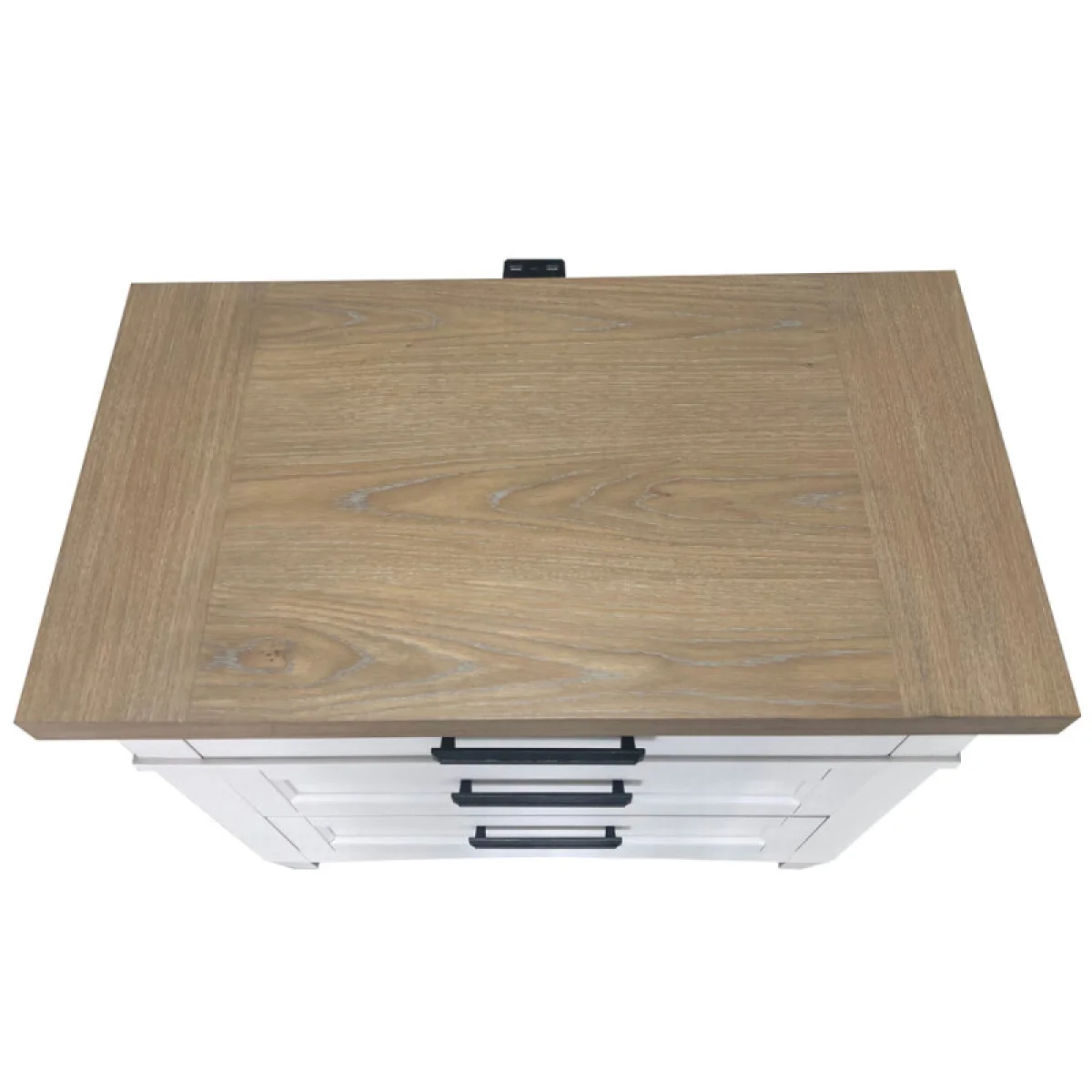 Americana Modern Bedroom 3 Drawer Nightstand With Charging Station Nightstands Cotton With Weathered Natural Top 9