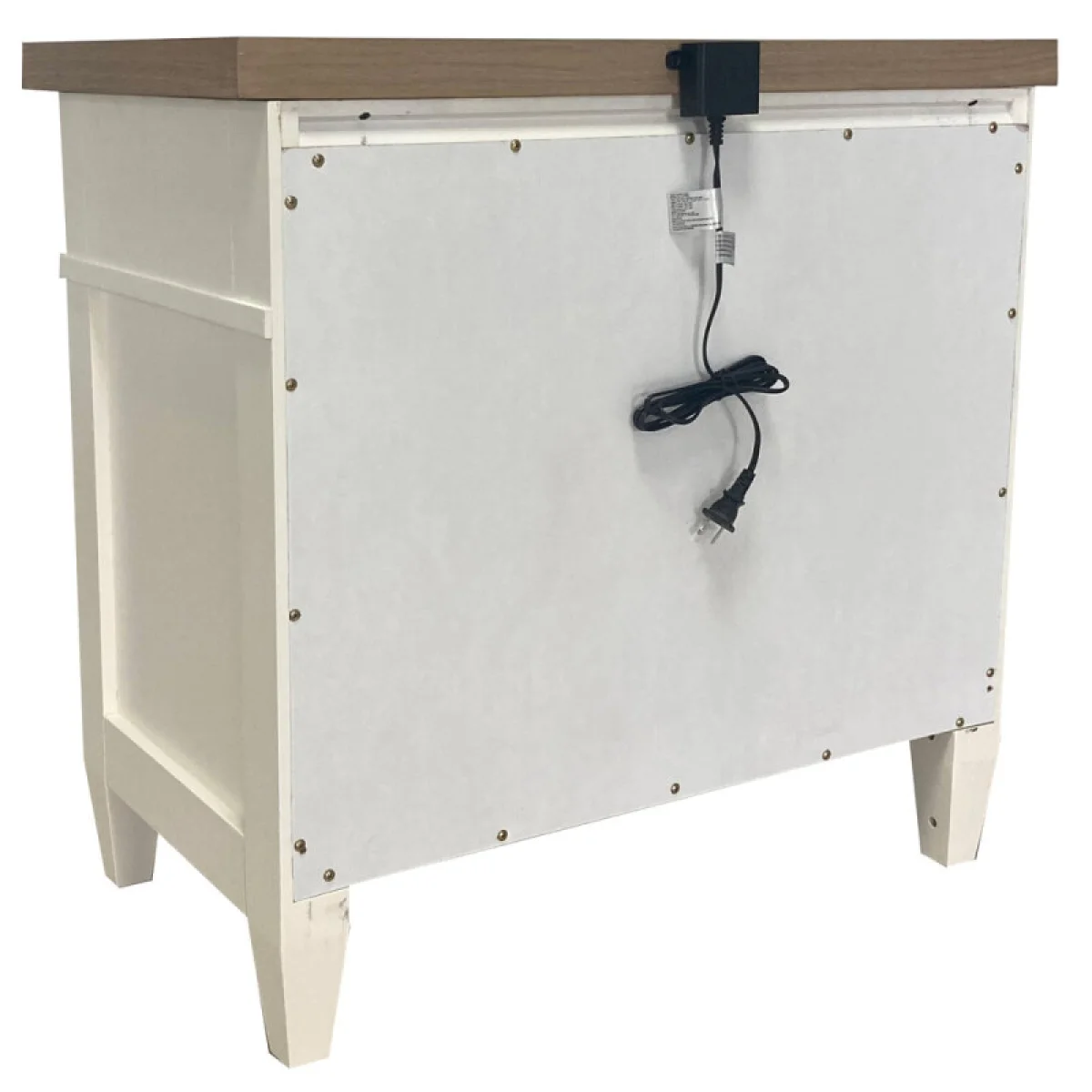 Americana Modern Bedroom 3 Drawer Nightstand With Charging Station Nightstands Cotton With Weathered Natural Top 11