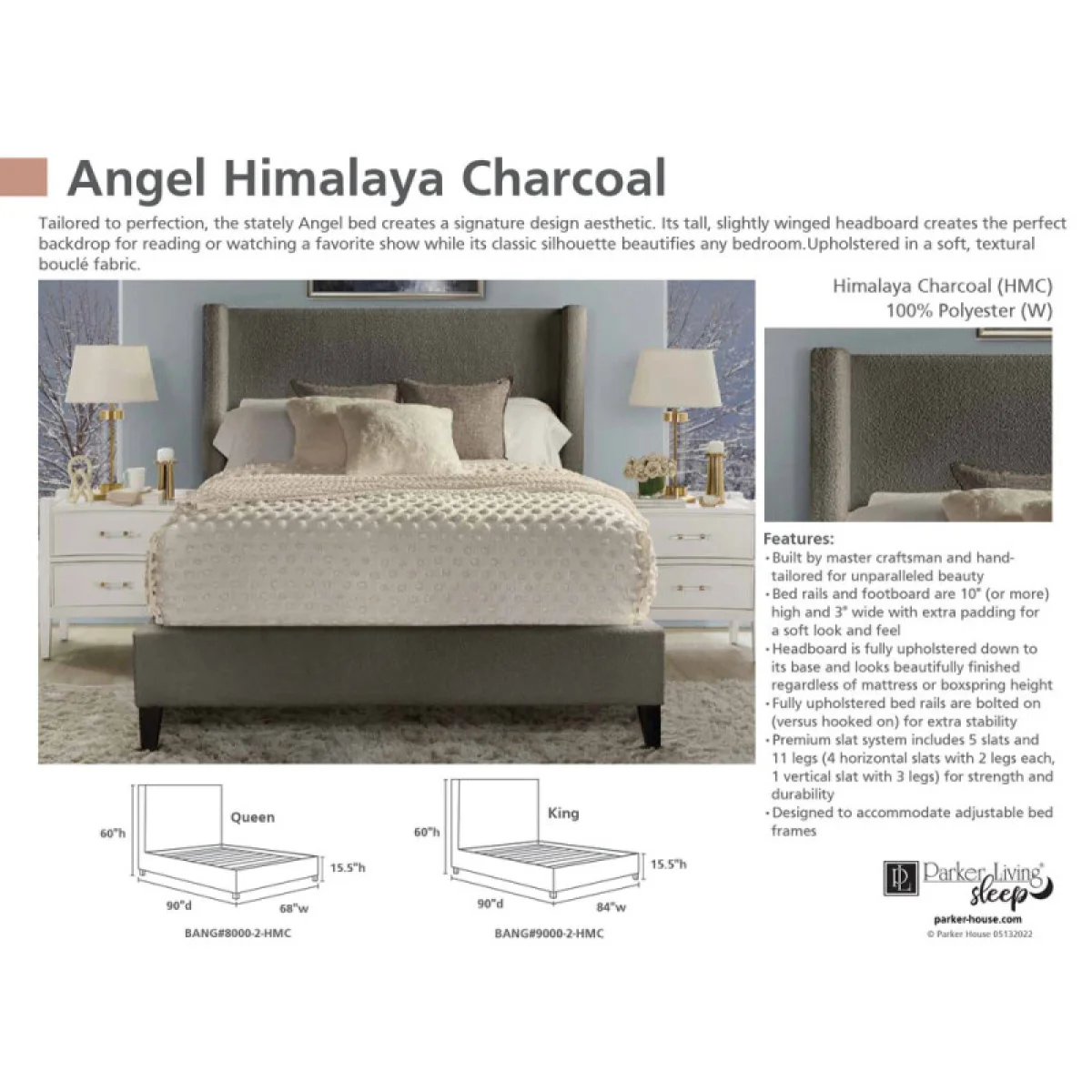 Angel – Himalaya Charcoal Queen Bed 5/0 Beds Beds 6
