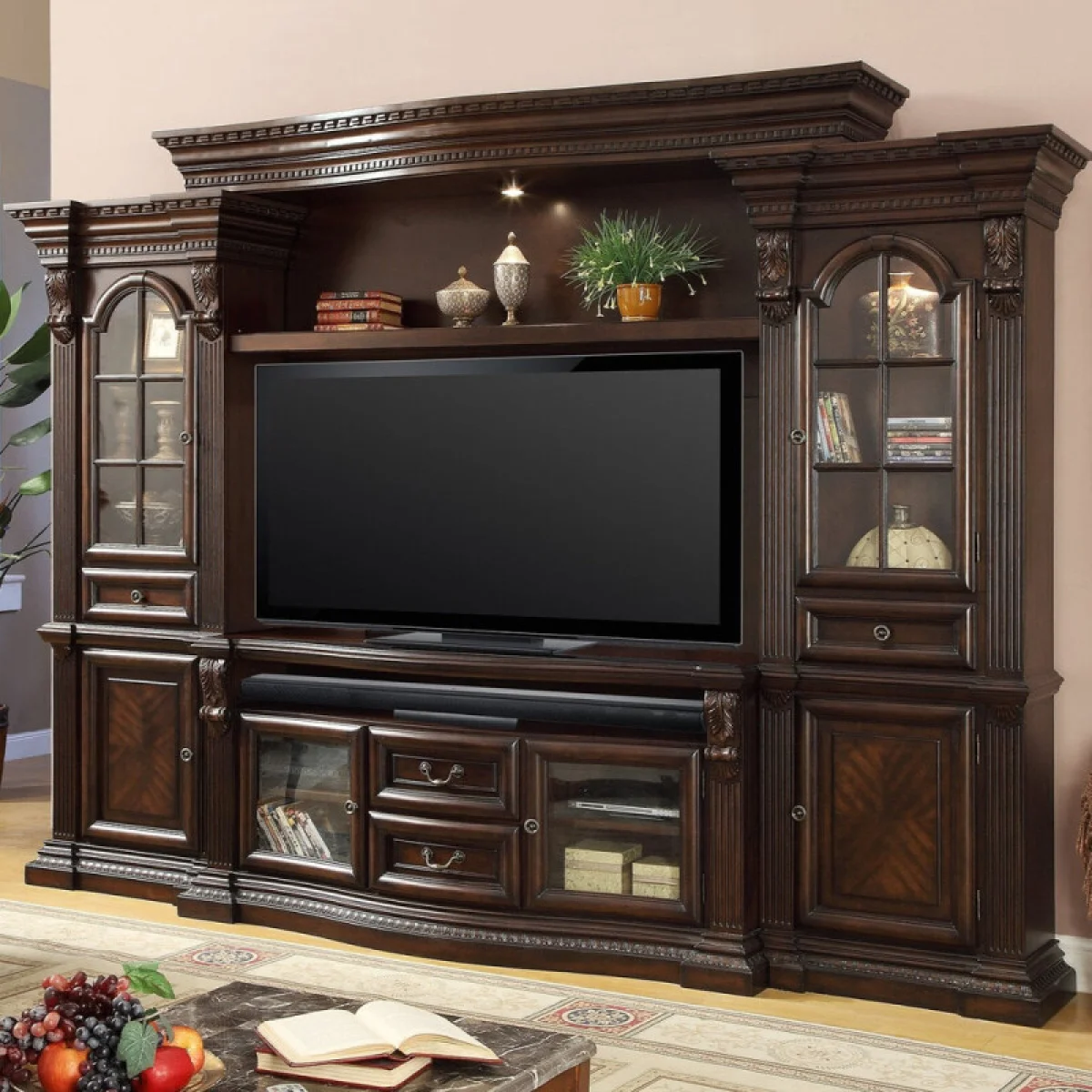 Bella 4-piece Estate Wall Entertainment Stands Brown 4