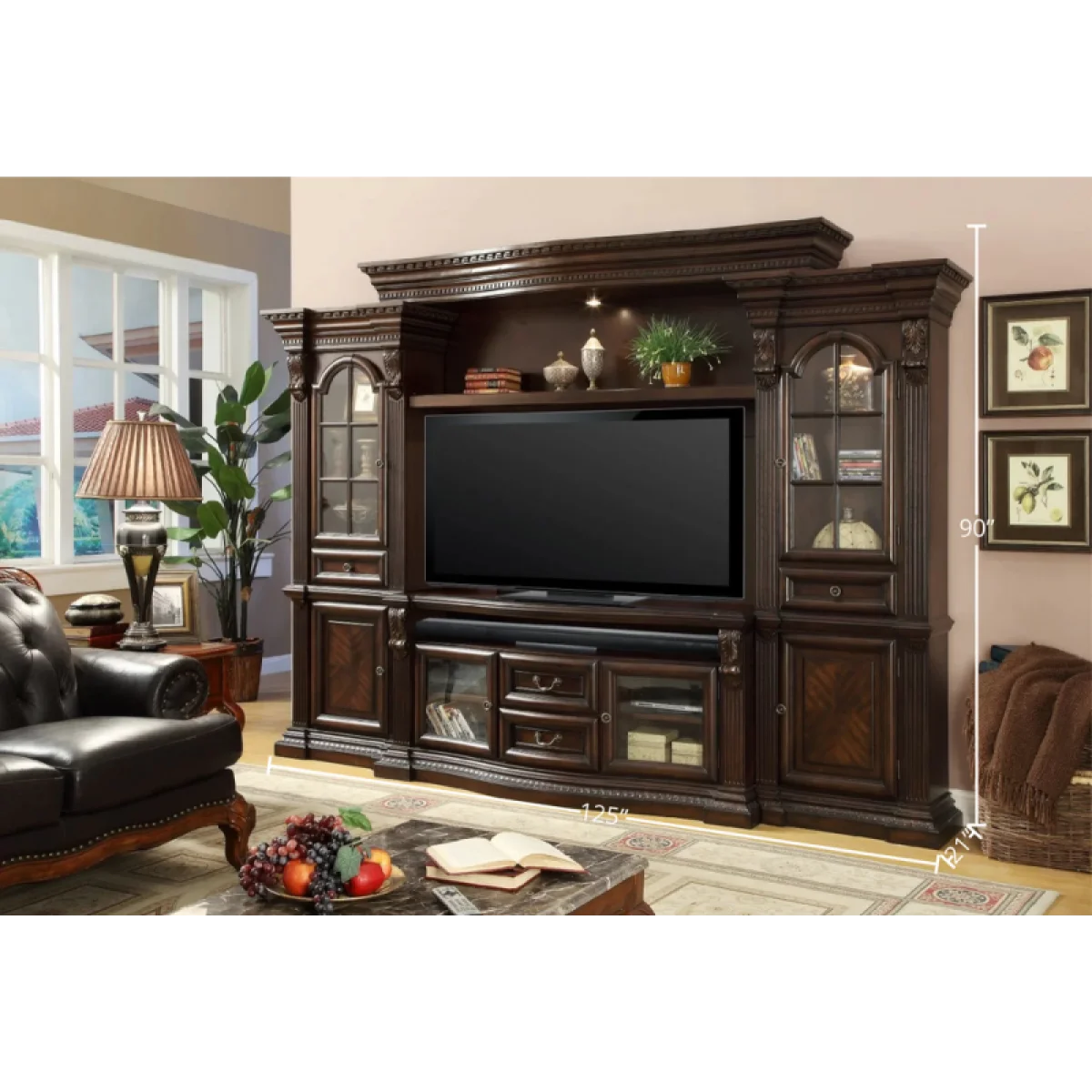 Bella 4-piece Estate Wall Entertainment Stands Brown 7