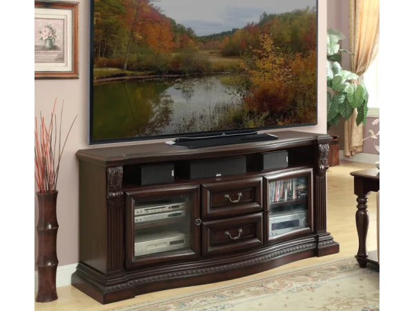 Bella 67 In. Tv Console With Power Center Entertainment Stands Brown 4