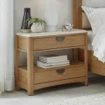 Escape Two-drawer Nightstand With Stone Top Nightstands Cream 12