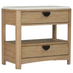 Escape Two-drawer Nightstand With Stone Top Nightstands Cream 15