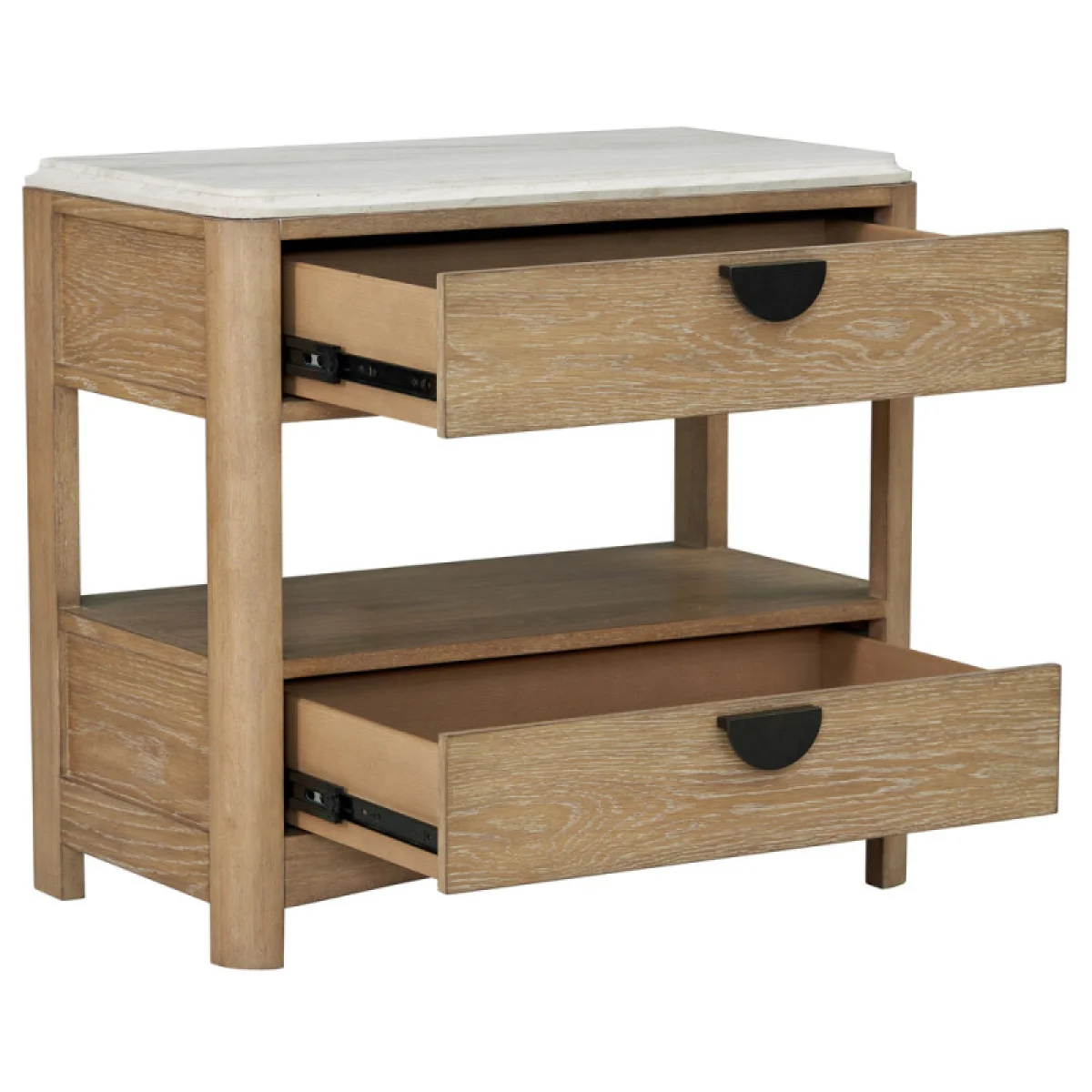 Escape Two-drawer Nightstand With Stone Top Nightstands Cream 8