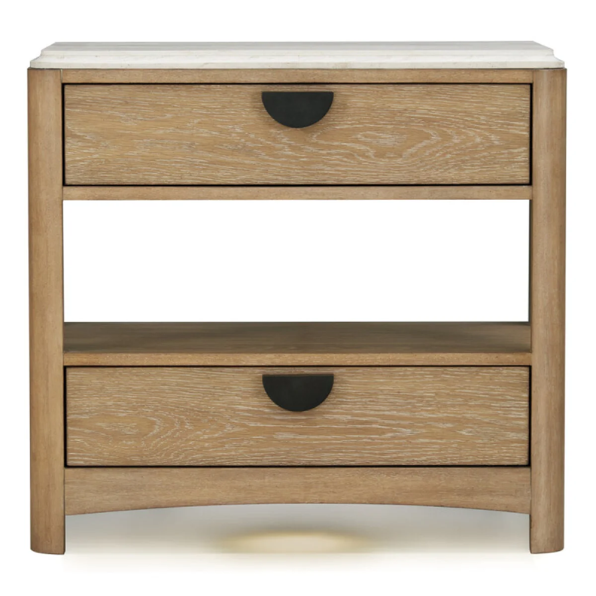 Escape Two-drawer Nightstand With Stone Top Nightstands Cream 9