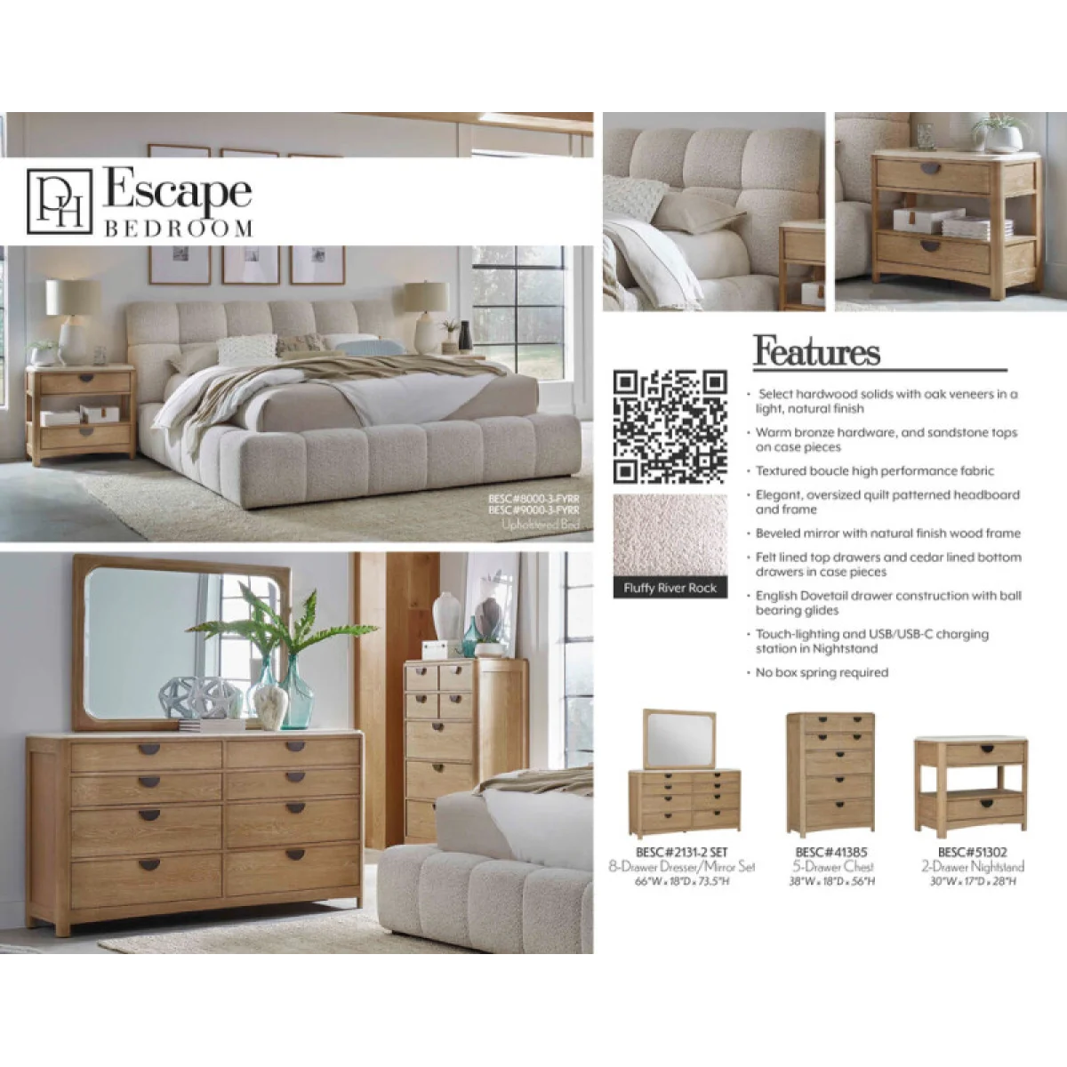 Escape Queen Upholstered Bed – Fluffy River Rock Beds Beds 8