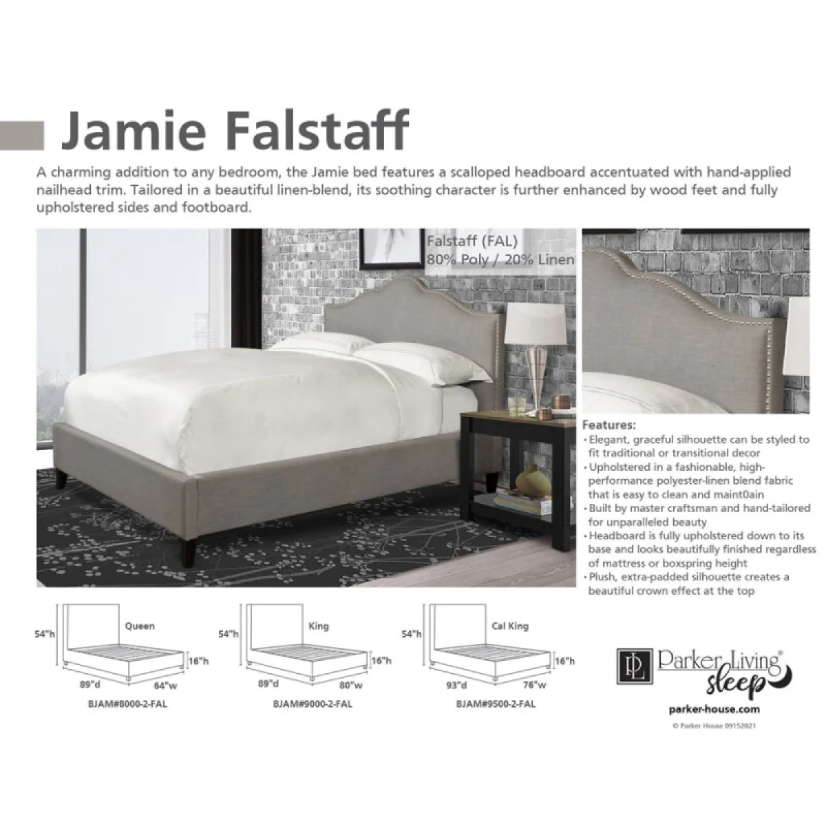 Jamie – Falstaff Queen Bed 5/0 (grey) Beds Beds 9