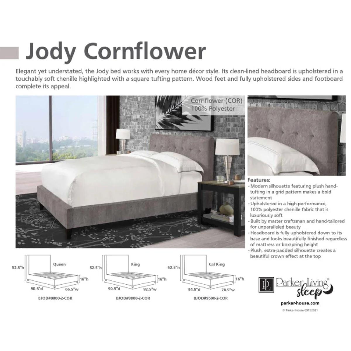 Jody – Cornflower Queen Bed 5/0 (grey) Beds Beds 9