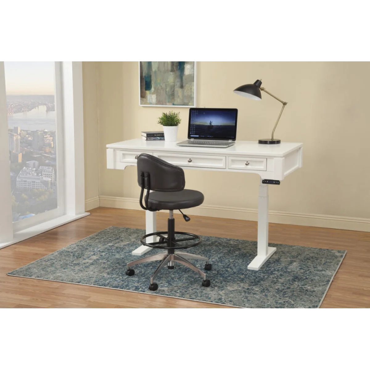 Boca 57 In. Power Lift Desk (from 29 In. To 55 In.) (boc#257t And Lift#200wht) Desks black 7