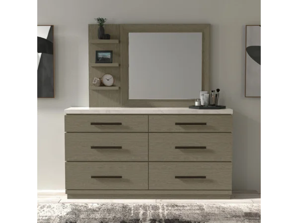 Pure Modern Bedroom 6 Drawer Dresser And Mirror Dressers Dressers