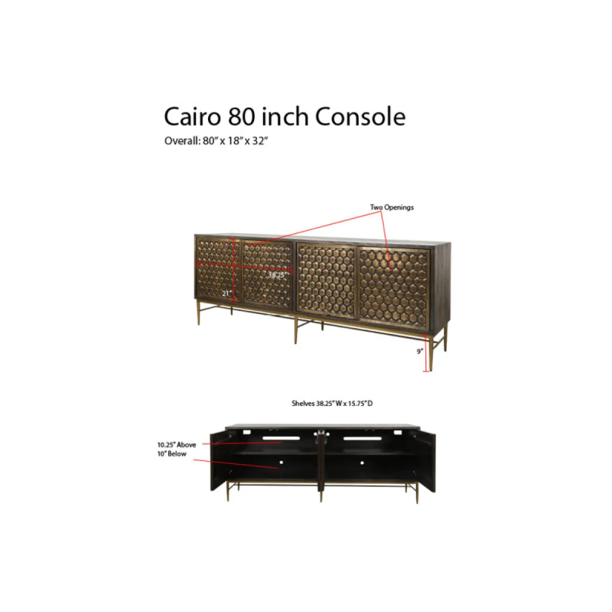 Cairo 80 In. Console Accent Furniture Accent Furniture 11