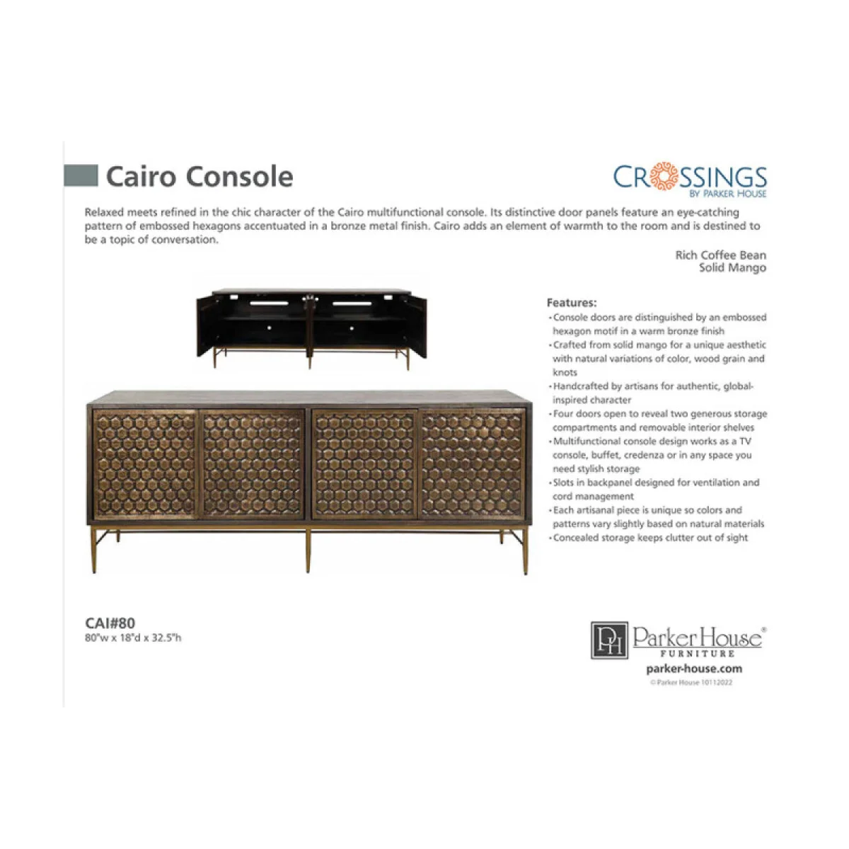 Cairo 80 In. Console Accent Furniture Accent Furniture 12