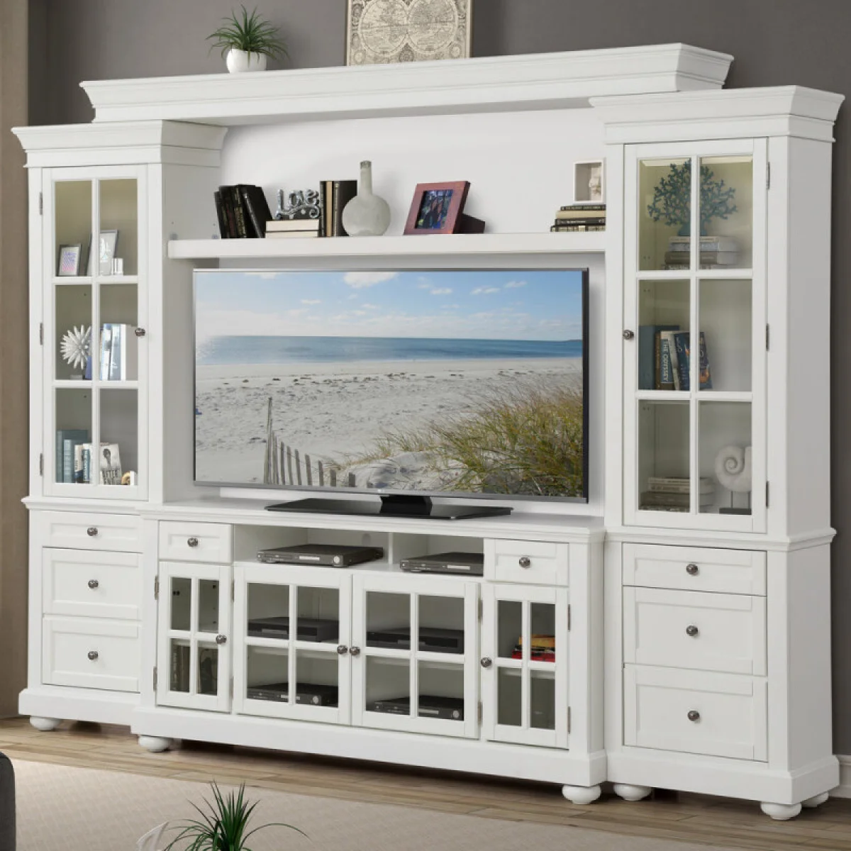 Cape Cod 4-piece 63″ Entertainment Wall Entertainment Stands Entertainment Stands 4