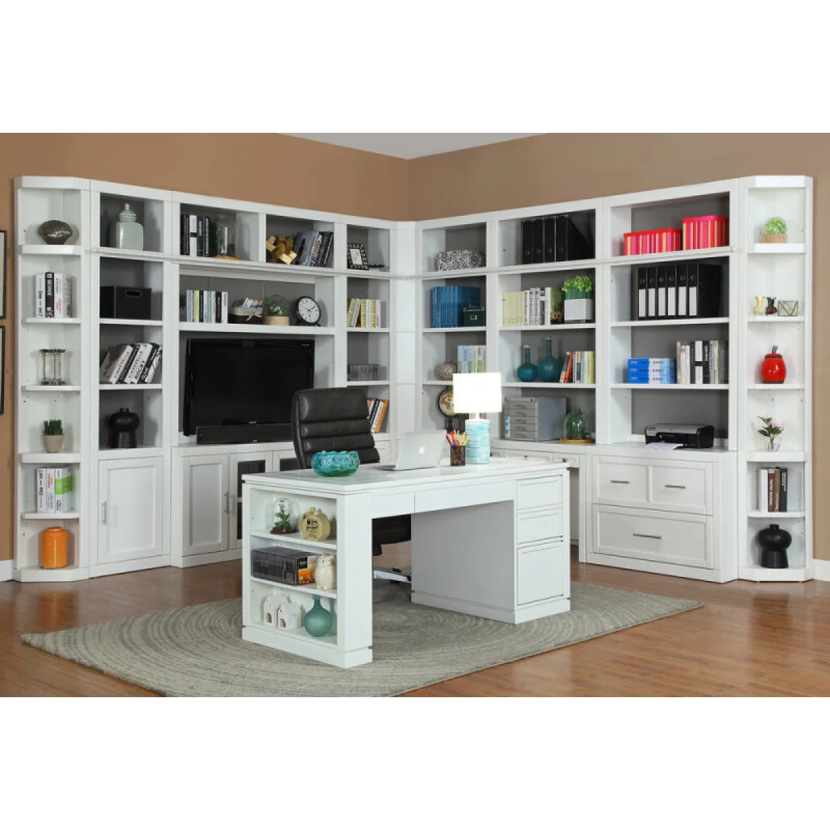 Catalina 12 Piece Corner Library Wall With Writing Desk Desks black 4