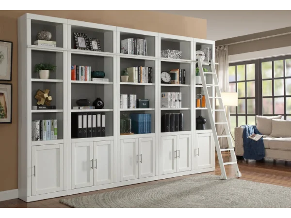 Catalina 6 Piece Small Library Wall With Ladder Entertainment Stands black