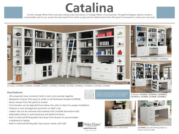 Catalina 8-piece Library Wall With Writing Desk Desks black