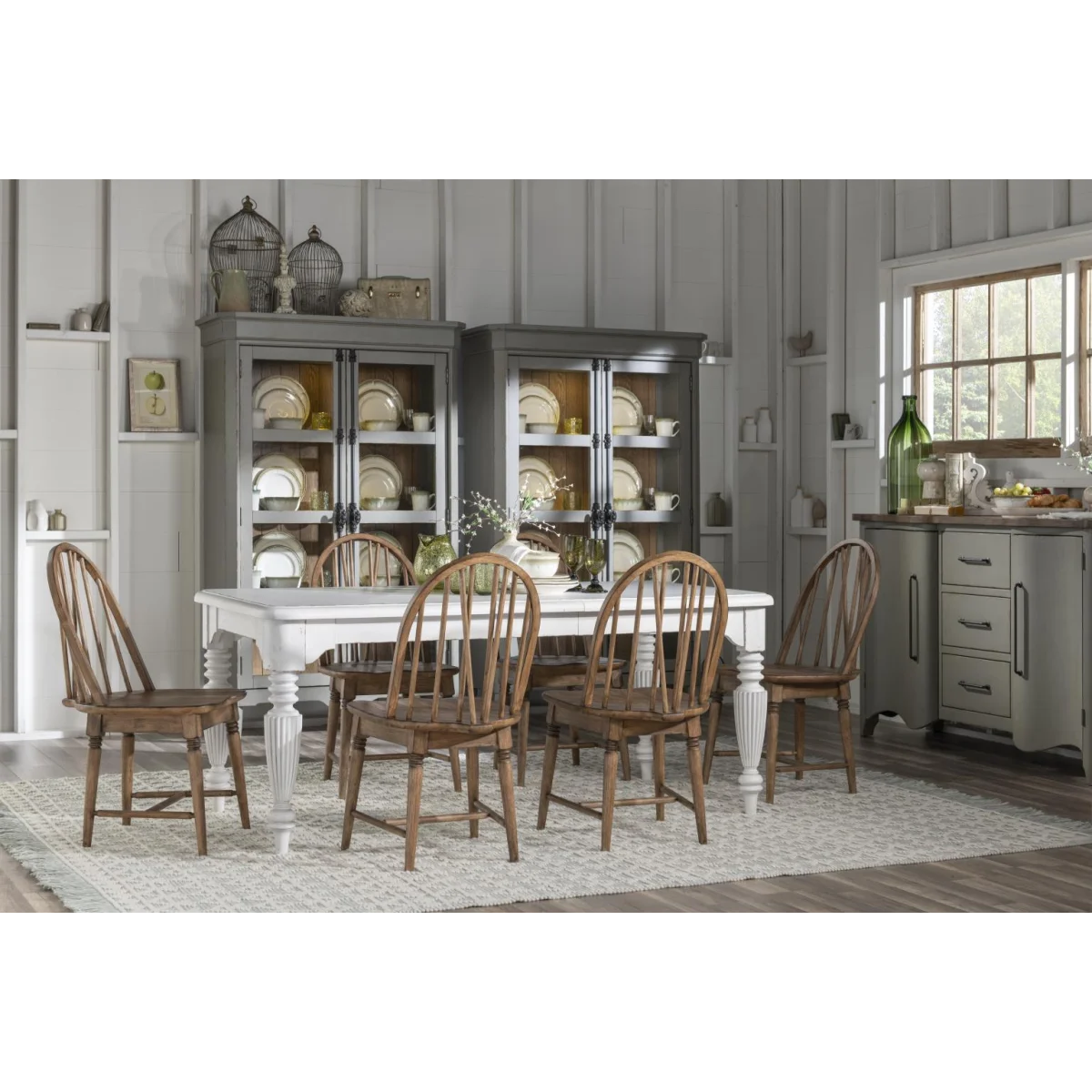 Windsor Side Chair V Shape Chairs & Benches Barnwood Oak 8