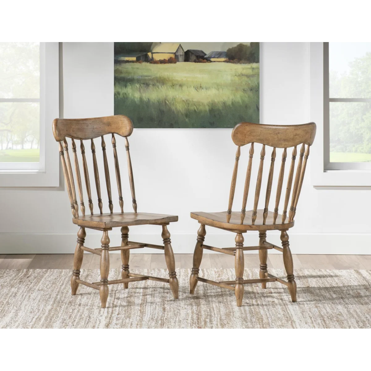 Turned Spindle Side Chair Chairs & Benches Barnwood Oak 7