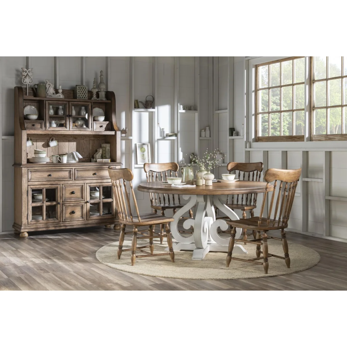 Turned Spindle Side Chair Chairs & Benches Barnwood Oak 8