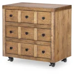 Nightstand 3 Drw W/ Casters Nightstands Barnwood Oak 11