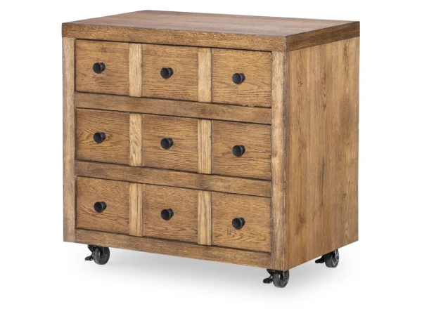 Nightstand 3 Drw W/ Casters Nightstands Barnwood Oak