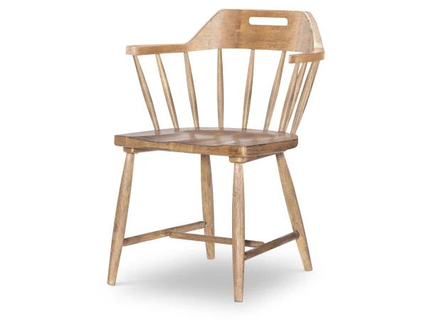 Spindle Back Arm Chair W. Handle Cut Out Chairs & Benches Barnwood Oak