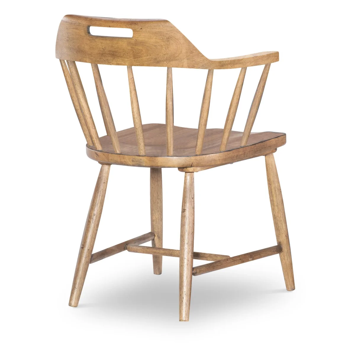 Spindle Back Arm Chair W. Handle Cut Out Chairs & Benches Barnwood Oak 6