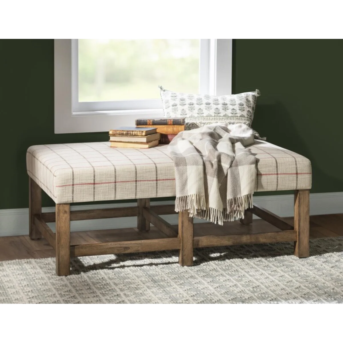 Upholstered Ottoman Cocktail Table Cocktail & Coffee Tables Barnwood Oak 6