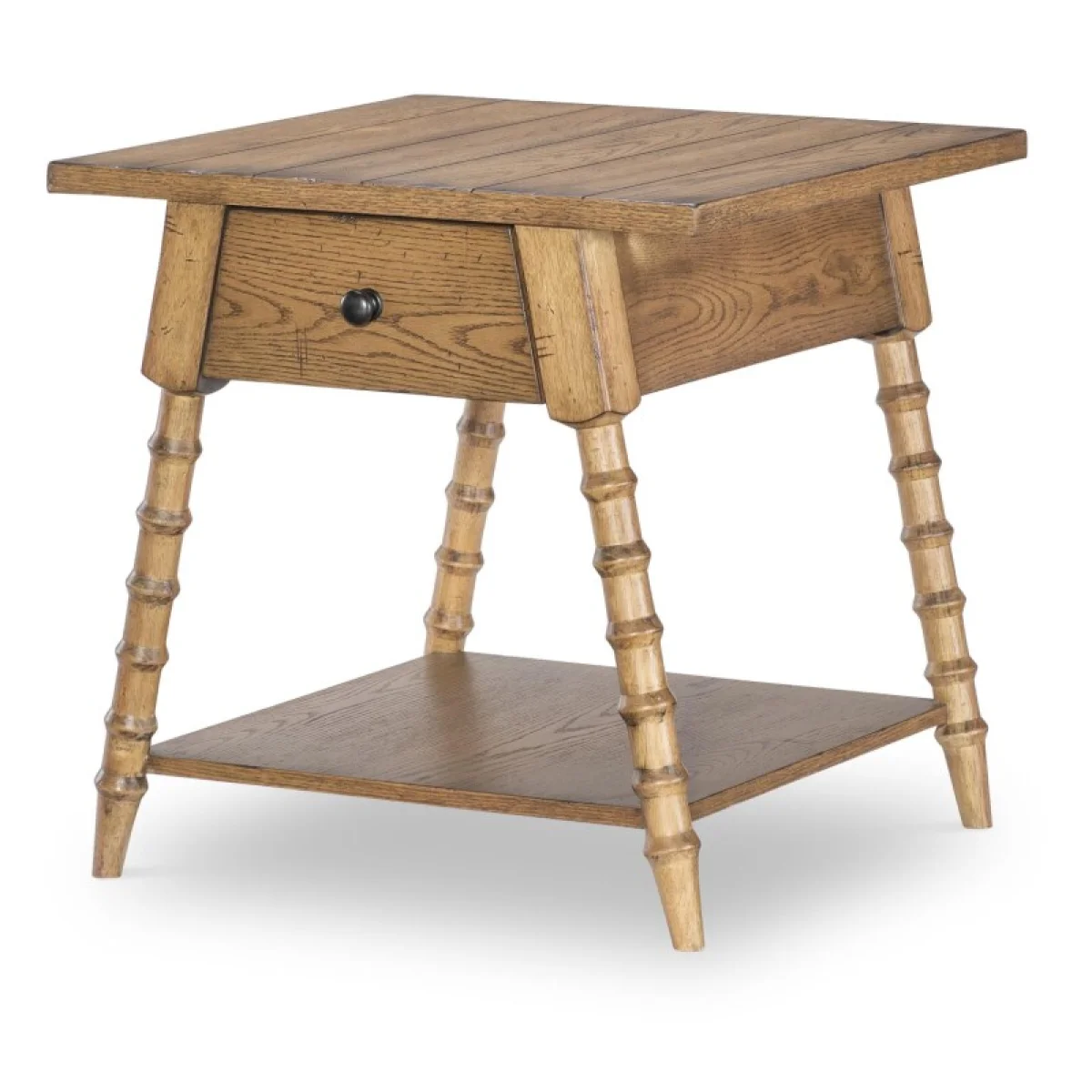 Splayed Bobbin Leg 1 Drw End Table End tables Barnwood Oak 4