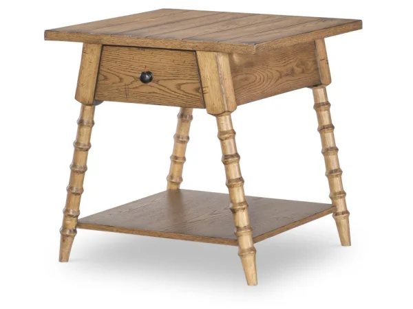 Splayed Bobbin Leg 1 Drw End Table End tables Barnwood Oak