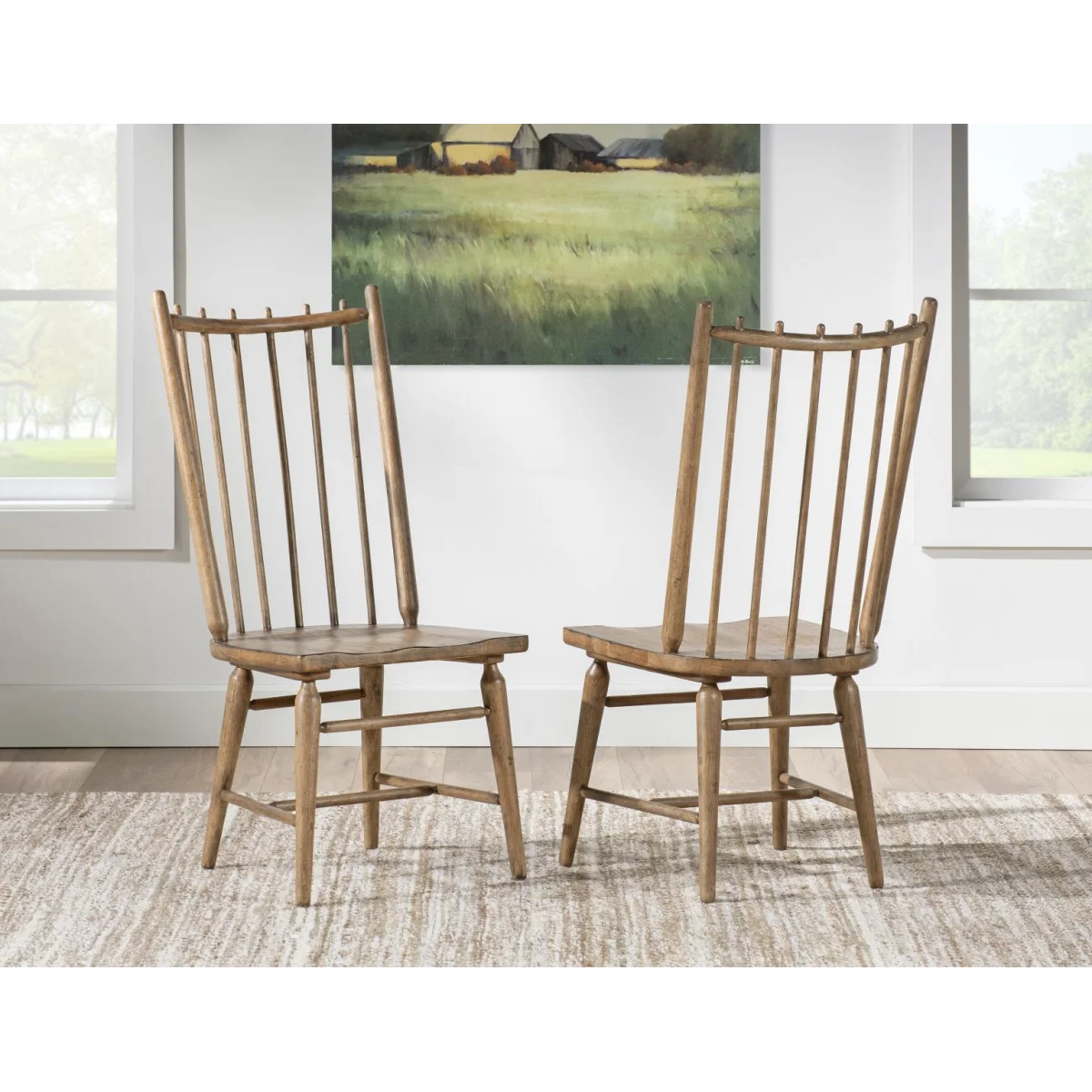 Spindle Back Side Chair Chairs & Benches Barnwood Oak 7
