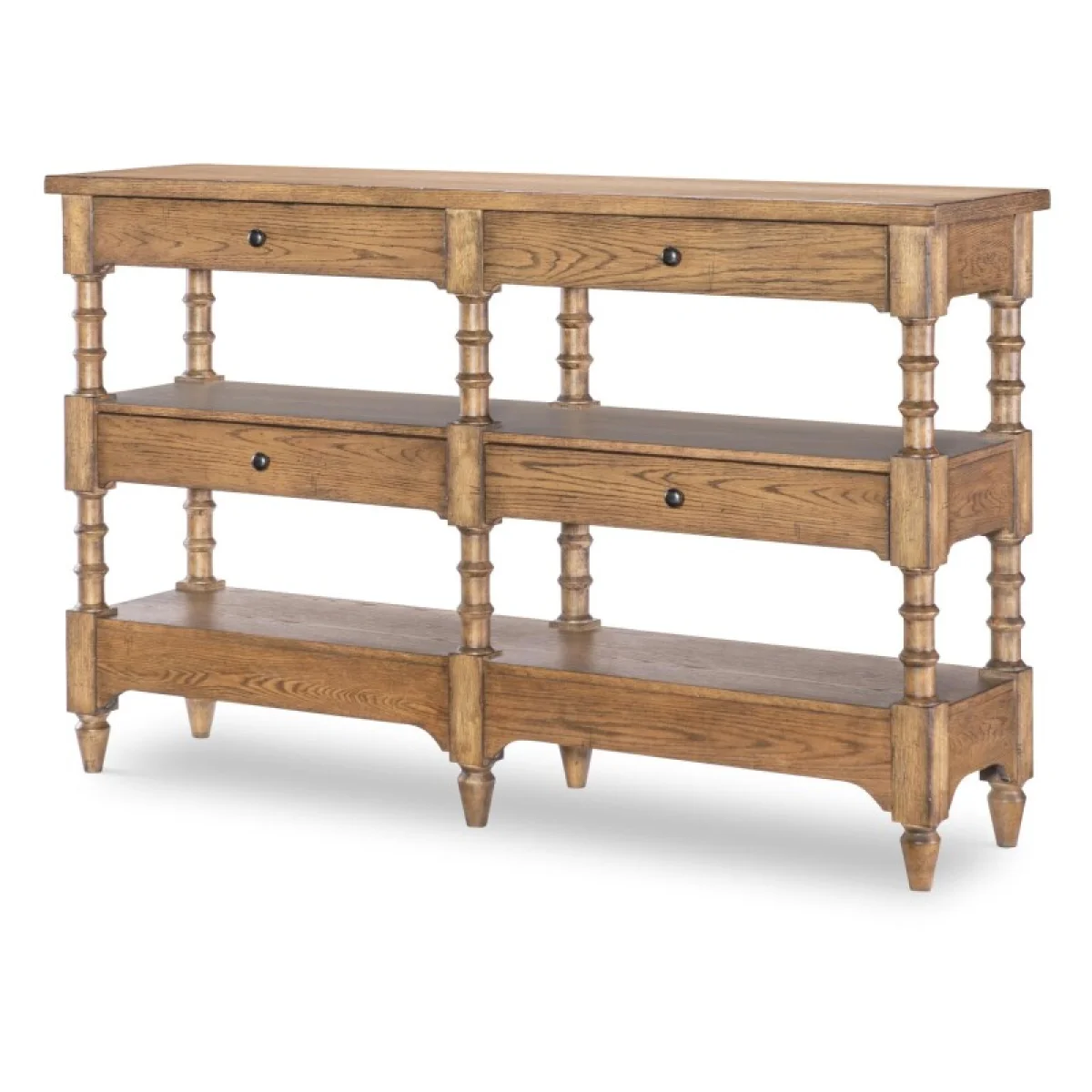 Turned Leg Console Storage Table 4 Drw Console Tables Barnwood Oak 4