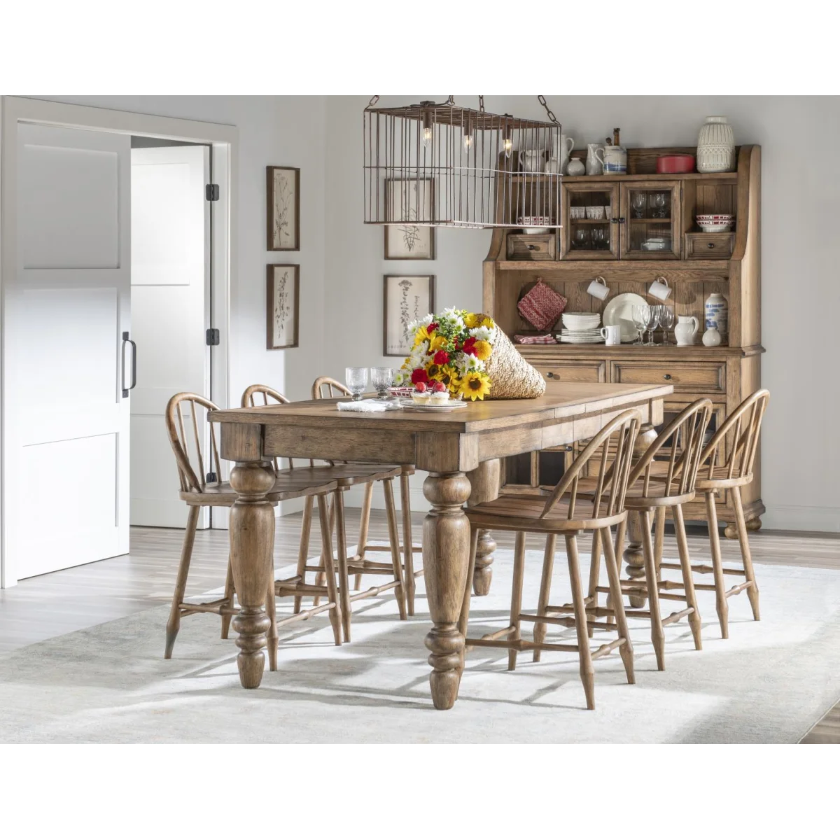 Windsor Counter Height Chair Chairs & Benches Barnwood Oak 8