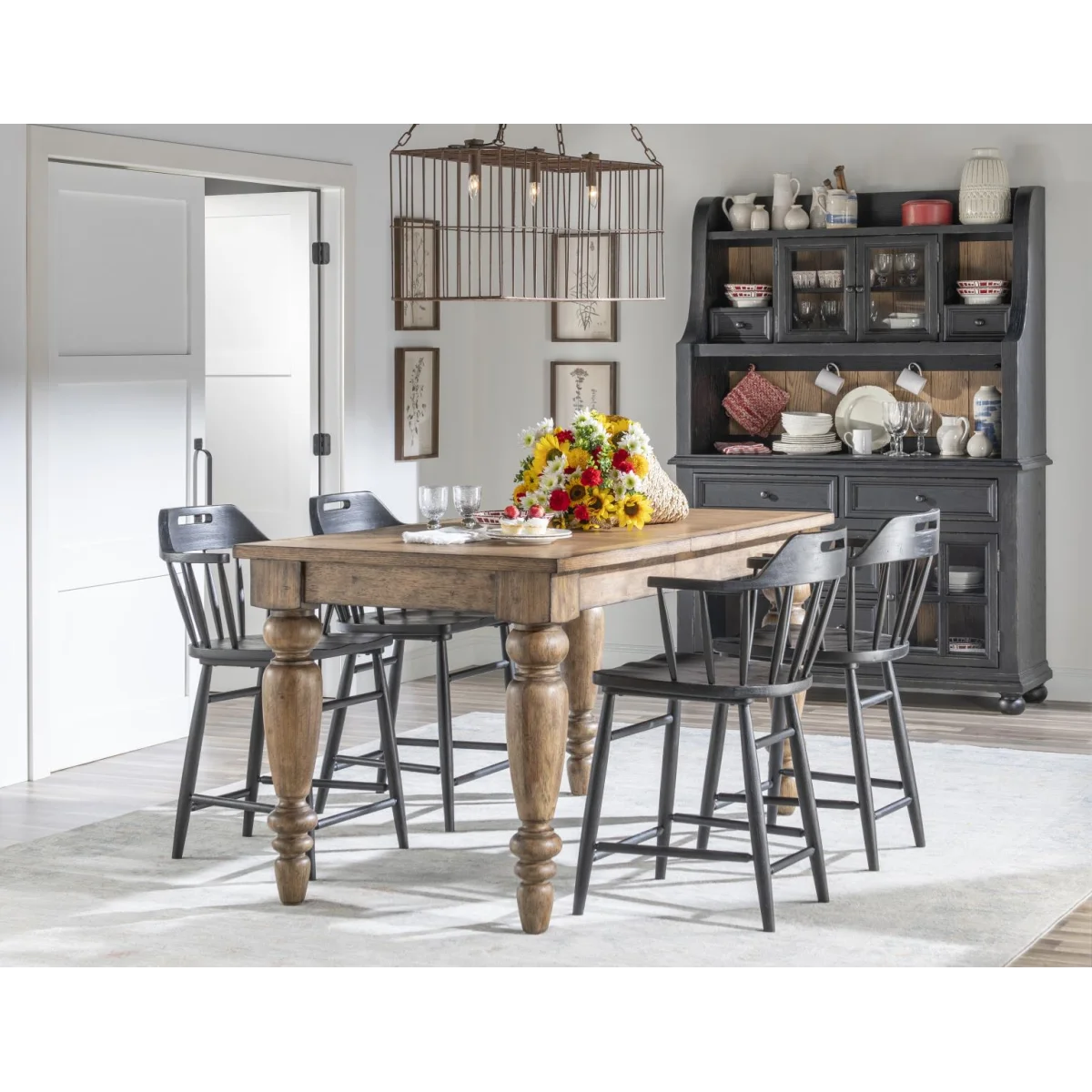 Chimney Leg Counter Height Table Dining Tables Barnwood Oak 11