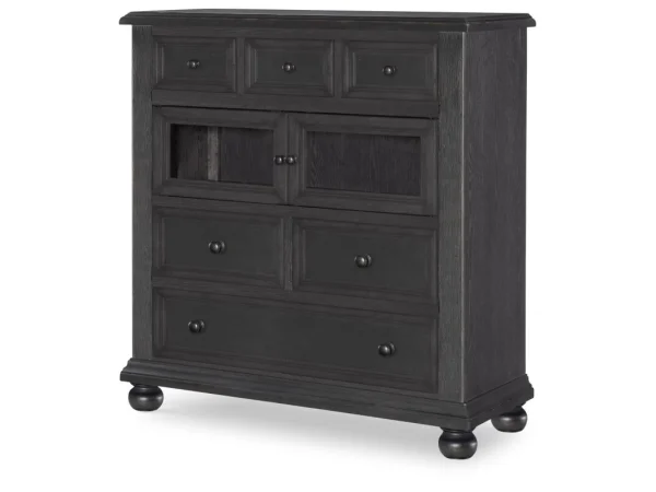Glass Door 6 Drawer Chest Chests black
