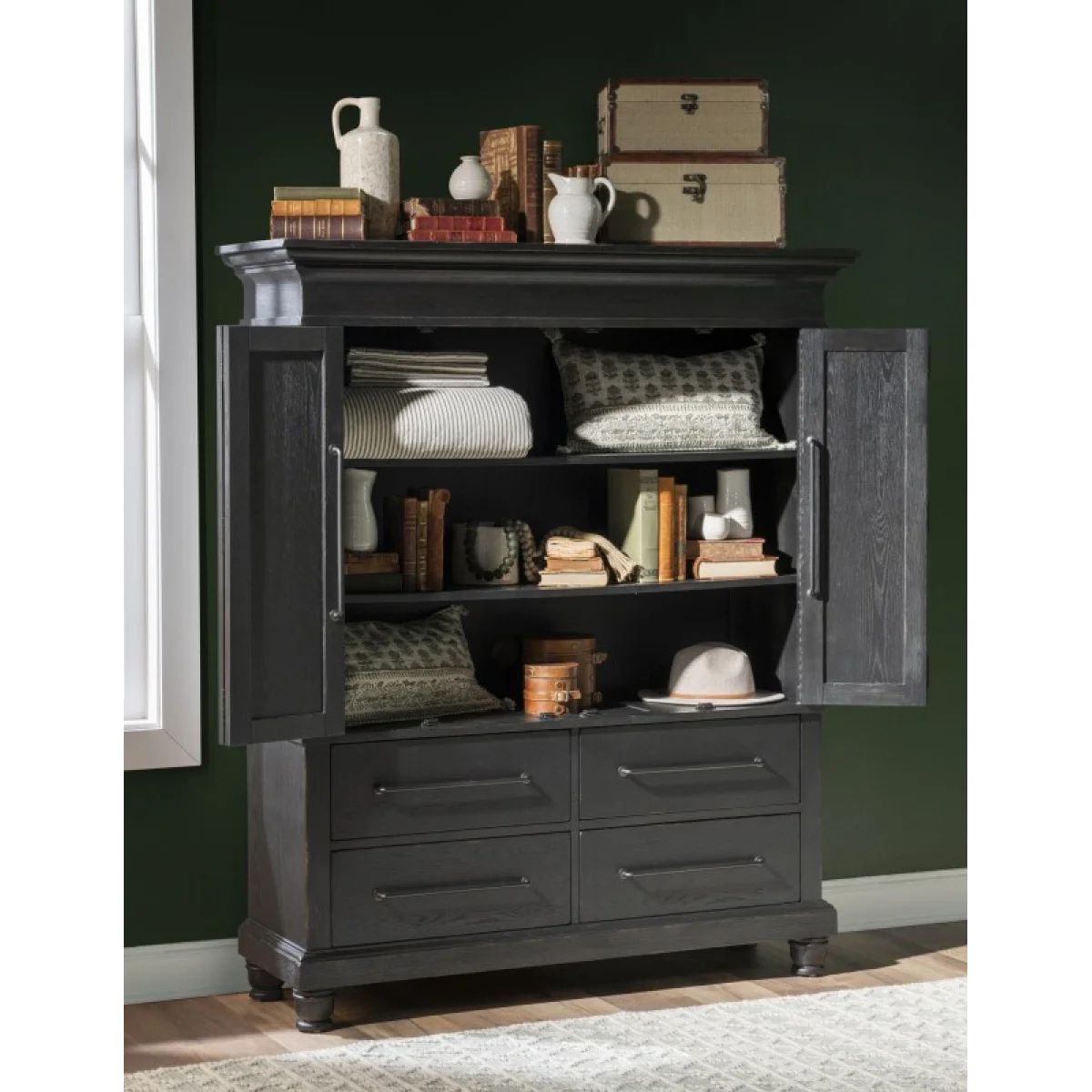Armoire 4-drawers Dressers black 9