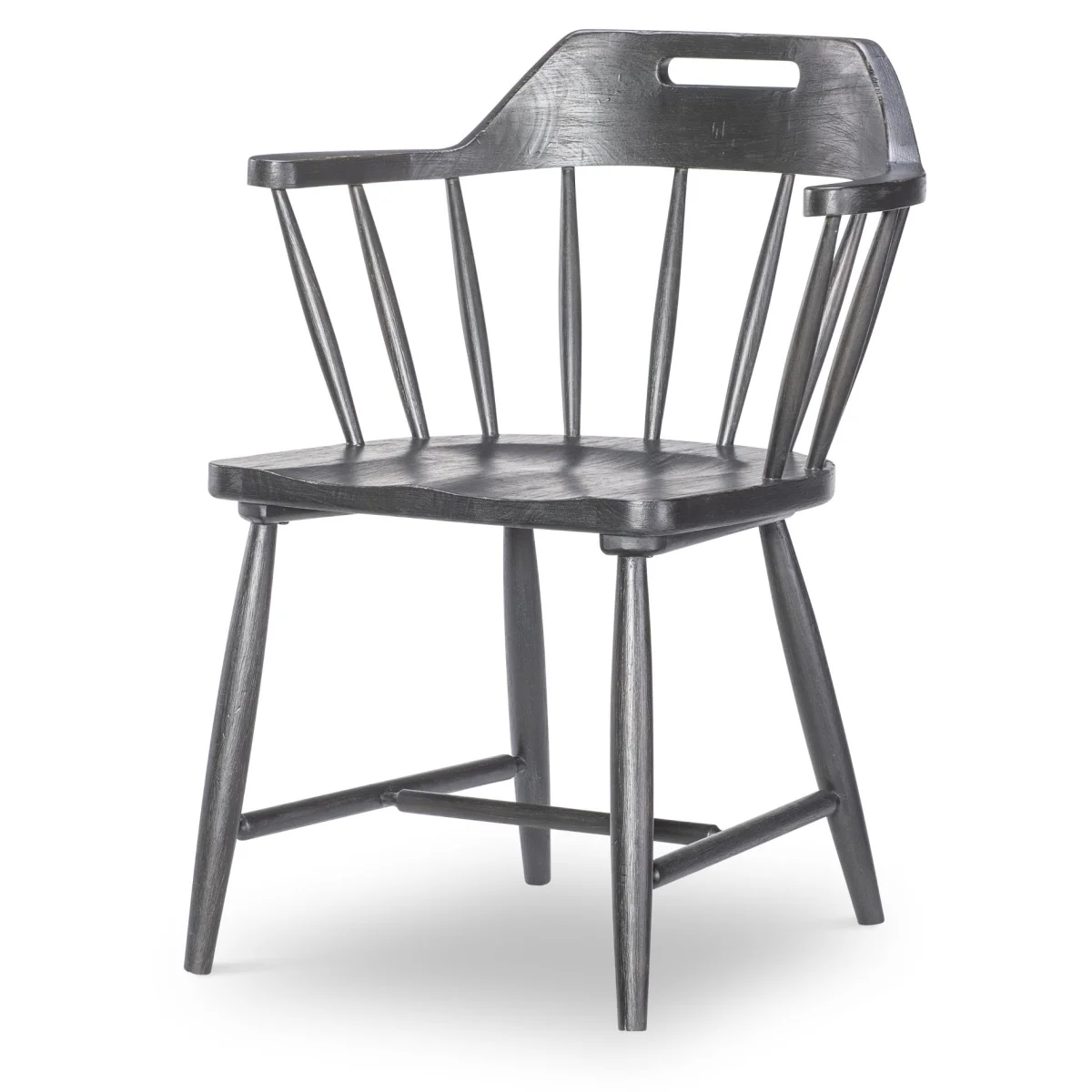 Spindle Back Arm Chair W. Handle Cut Out Chairs & Benches black 4